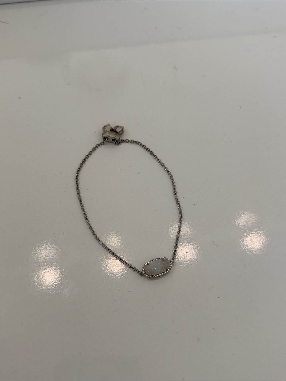 Kendra Scott Silver Bracelet with White Oval Stone